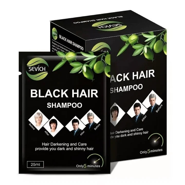 Shampoo Natural Cubre Canas BlackHair™ x10 sobres (para 1 año completo)