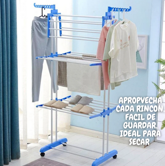 TENDEDERO 3 NIVELES PRO®️| Colgador Pechero Plegable Secador Ropa