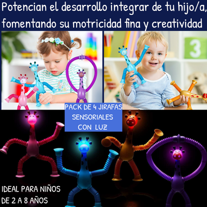 ⭐ Potencia su Inteligencia | Pack de 4 Jirafas Sensoriales con Luz