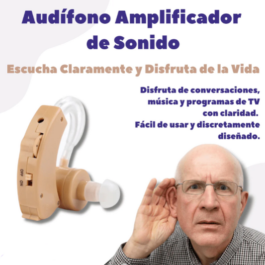 Audífono Amplificador de Sonido Ergonómico y Personalizable para Mejora Auditiva