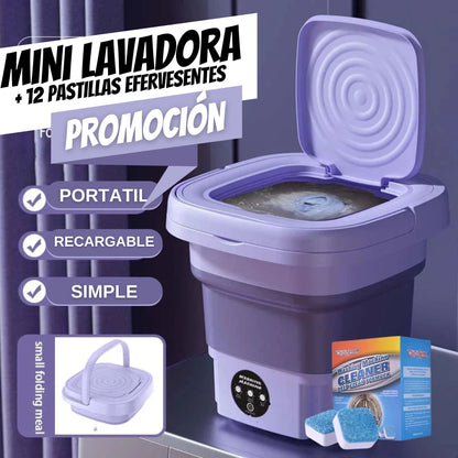 Mini Lavadora Portatil +  12 Pastillas de Limpieza para Lavadora de Regalo