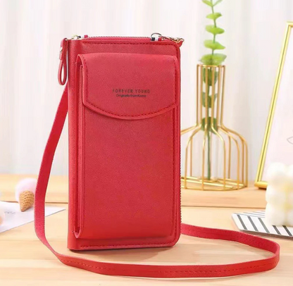 Bolso Cartera Cruzada de Cuero para Mujer con Monedero para Celular