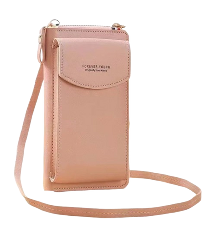 Bolso Cartera Cruzada de Cuero para Mujer con Monedero para Celular