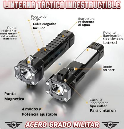 Linterna Multifuncional 4 En 1 Recargable