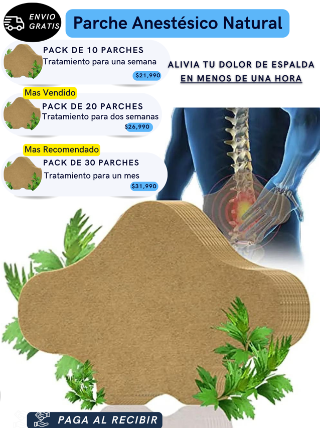 Parches Anestésico Naturales para Dolor de Espalda 🍃 + ENVIO GRATIS A TODO CHILE 🚚